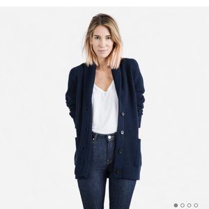 EVERLANE Chunky Knit Wool Cardigan Coat Navy Small